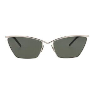 Saint Laurent Womens Cat Eye Silver Silver Grey Fashion Designer Eyewear